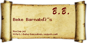 Beke Barnabás névjegykártya